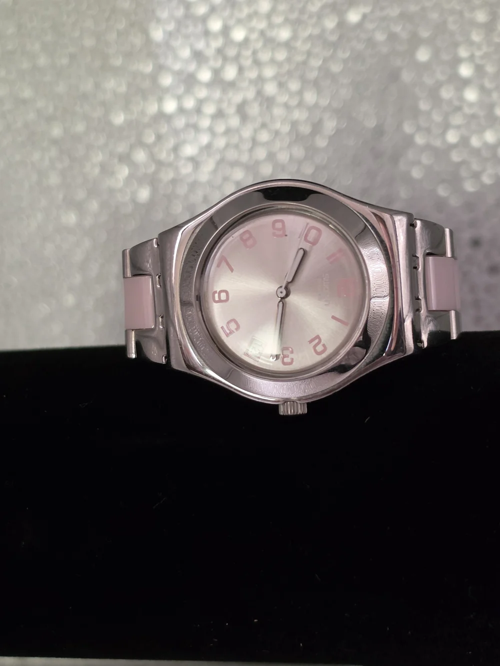 Swatch Silver & Pink Stainless Steel Women's Watch